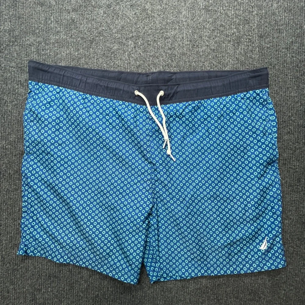 Nautica Swim Trunks‎ Blue Geometric Print Board Shorts Mens XL 6in Inseam